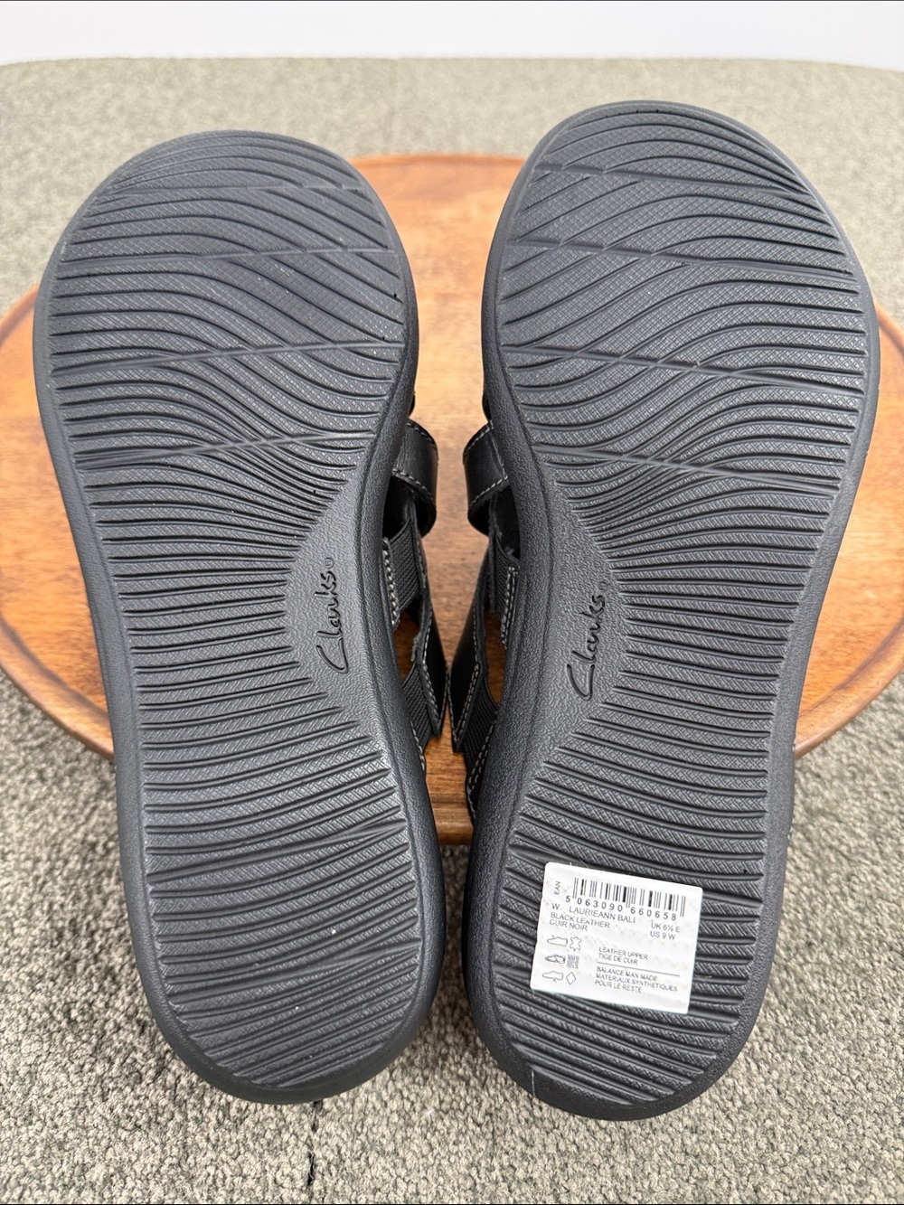 Clarks Collection Sandals Wm 9 Wide Laurieann Bali Slide Black Leather Comfort - Picture 10 of 14